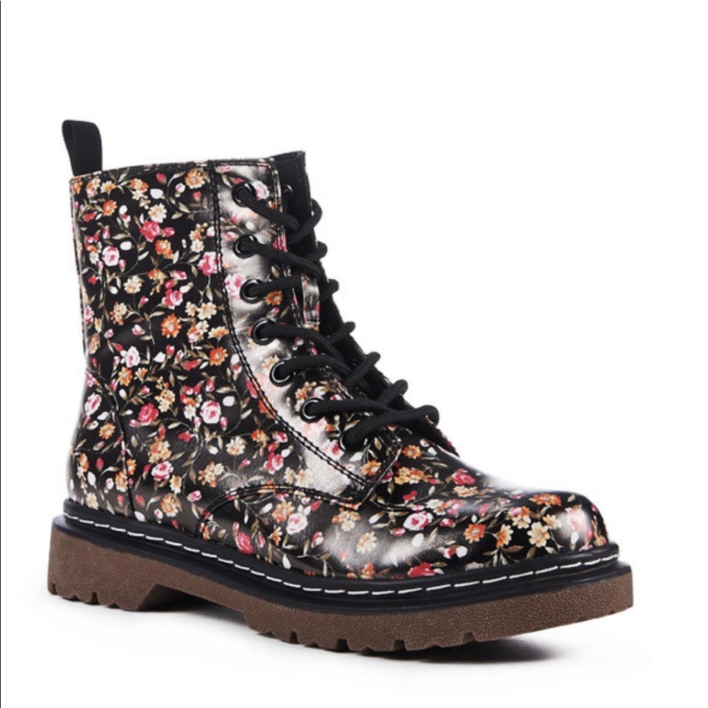 Floral Combat Boots